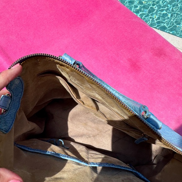 💙Brahmin Blue Crocodile-Embossed Leather Satchel💙 - Picture 9 of 15